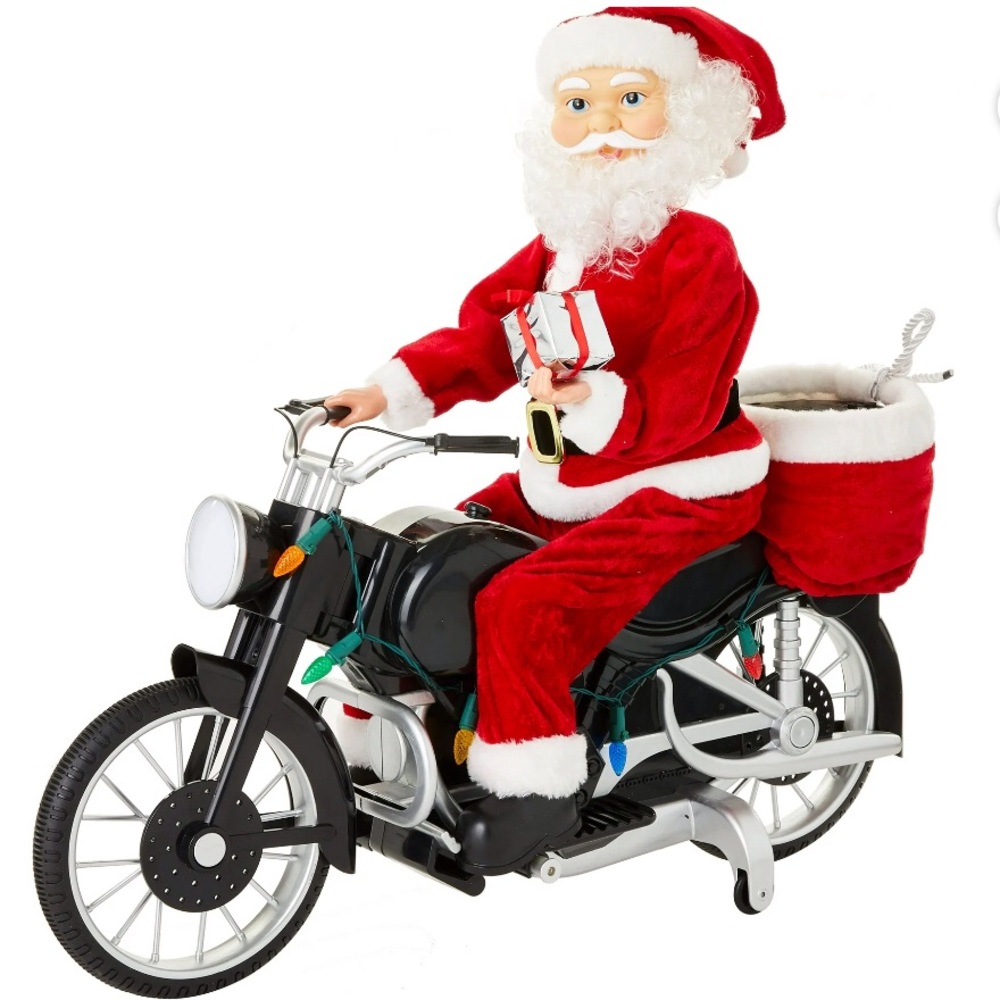 Mr.Christmas Animated Motorcycling Santa, 20"